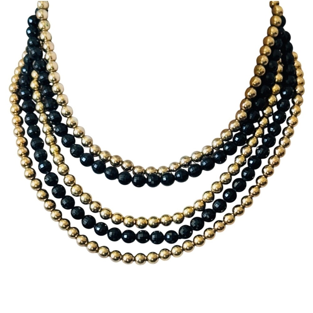 Napier Signed multi bib Necklace VTG Collar Gold Plated Metal Designer Regal 14"